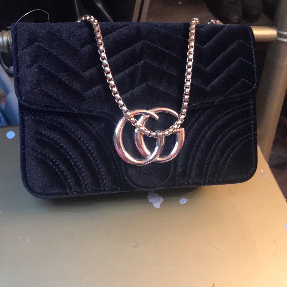 blue velvet purse